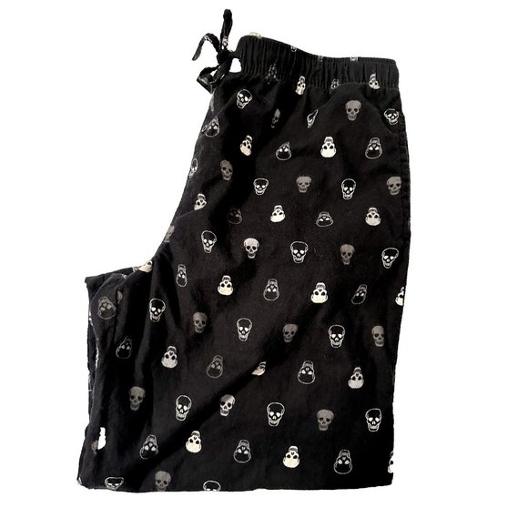 Skull pajama pants sleep PJs men's XXL 2 XL black Merona skulls bottoms lounge - Picture 1 of 9
